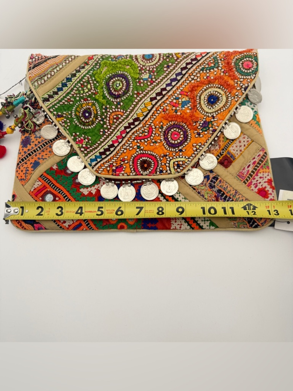 ANTIK BATIK Banjo Embellished Clutch Multi Green - Picture 15 of 16